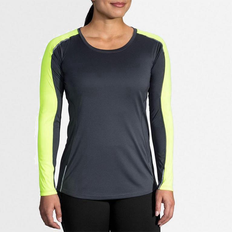 Brooks Nightlife NZ - Women's Long Sleeve Running Shirt - Grey (40892-CWBX)